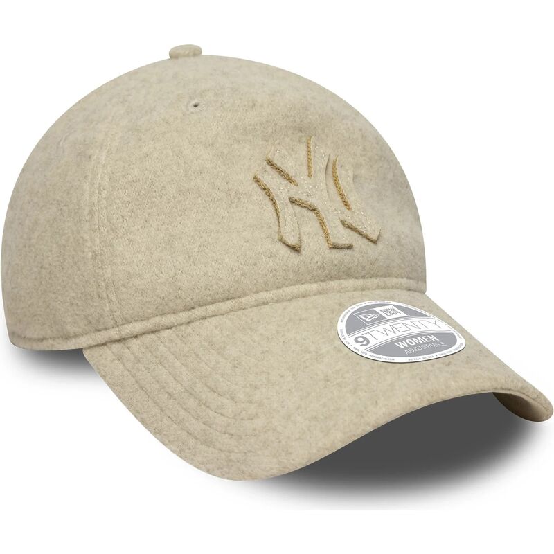 czapki-zakrzywiona-bezowy-tasma-regulowana-9twenty-a-frame-melton-luxe-new-york-yankees-mlb-new-era