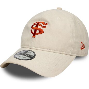 Czapki zakrzywiona beżowy taśma regulowana 9TWENTY Faux Suede Stade Toulousain Top 14 New Era