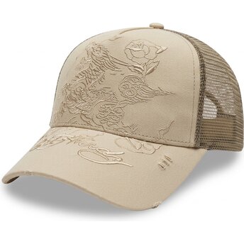 Czapki zakrzywiona khaki snapback Outline Ed Hardy