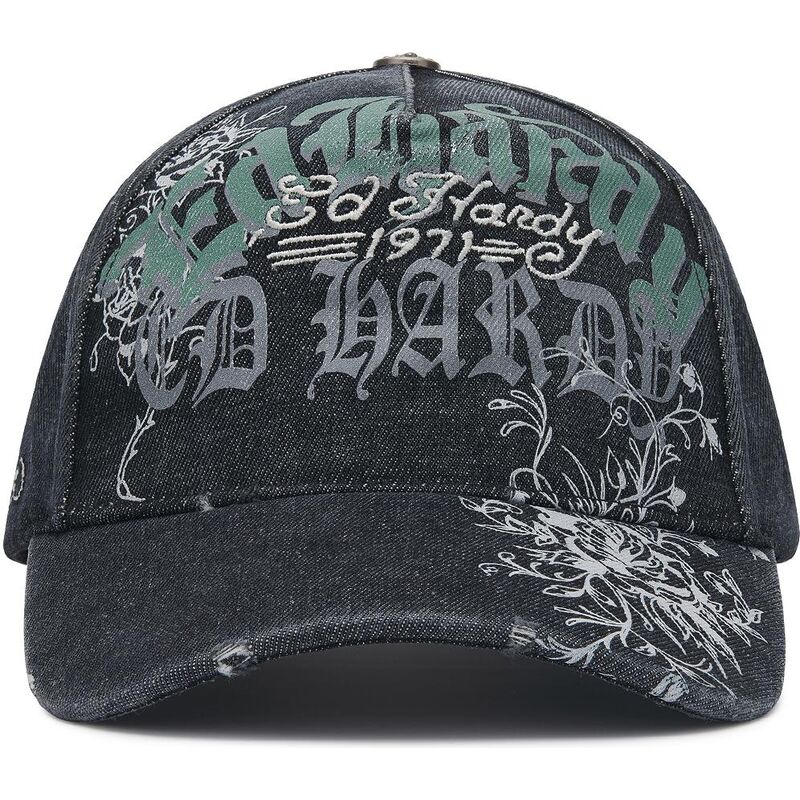 czapki-zakrzywiona-czarny-tasma-regulowana-distressed-floral-gothic-ed-hardy