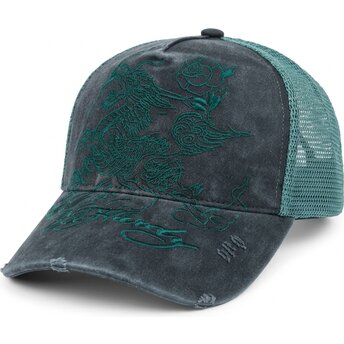 Czapki zakrzywiona czarny snapback Outline Distressed Ed Hardy
