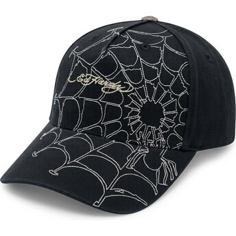 Czapki zakrzywiona czarny taśma regulowana Spiderweb Ed Hardy