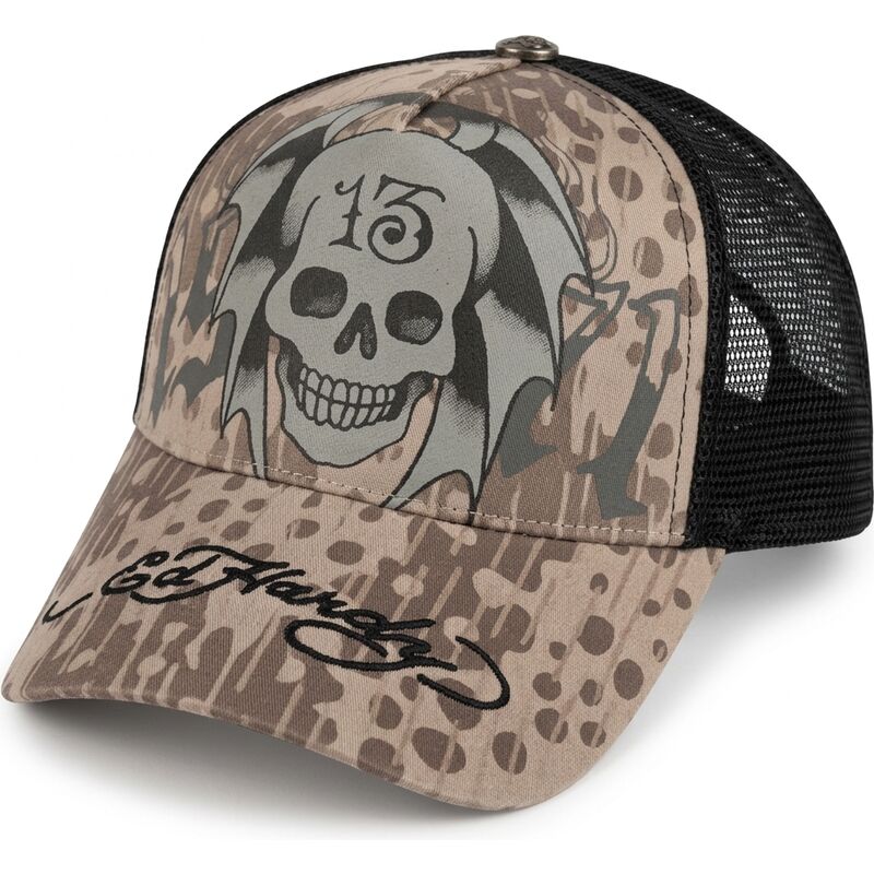 czapki-zakrzywiona-szary-snapback-13-skull-ed-hardy