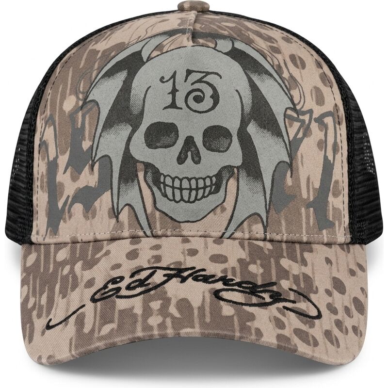 czapki-zakrzywiona-szary-snapback-13-skull-ed-hardy