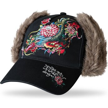 Czapki zakrzywiona czarny dopasowany Crawling Trapper Ed Hardy