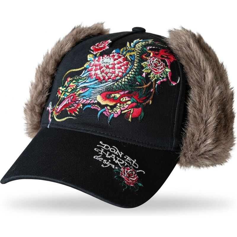 czapki-zakrzywiona-czarny-dopasowany-crawling-trapper-ed-hardy czapki-zakrzywiona-czarny-dopasowany-crawling-trapper-ed-hardy
