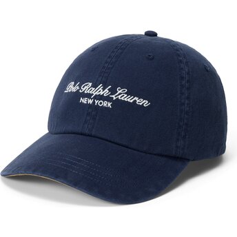 Czapki zakrzywiona granatowy taśma regulowana Woven Script Polo Ralph Lauren