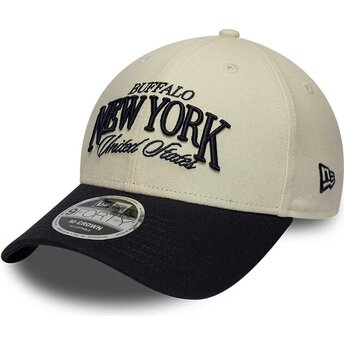 Gorra curva beige y azul marino ajustable 9FORTY M-Crown Wordmark de Buffalo New York de New Era
