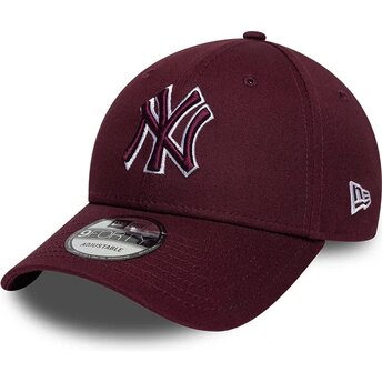 Czapki zakrzywiona czerwony taśma regulowana 9FORTY Team Outline New York Yankees MLB New Era