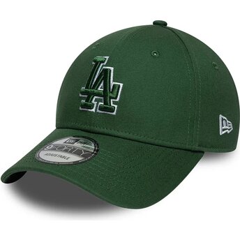 Czapki zakrzywiona zielony taśma regulowana 9FORTY Team Outline Los Angeles Dodgers MLB New Era