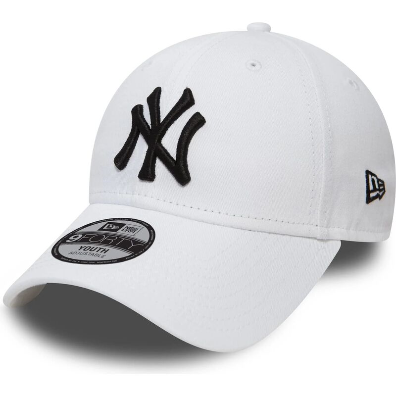 biala-zakrzywiona-czapka-regulowana-dla-dziecka-9forty-league-essential-new-york-yankees-mlb-new-era