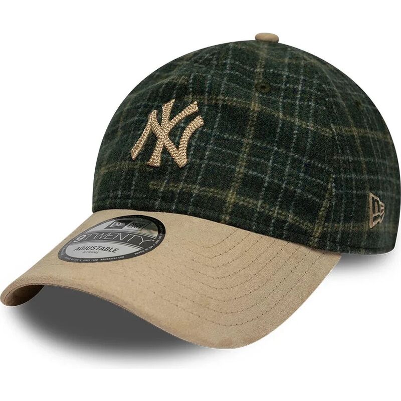 czapki-zakrzywiona-zielony-tasma-regulowana-9twenty-mix-check-new-york-yankees-mlb-new-era