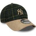 czapki-zakrzywiona-zielony-tasma-regulowana-9twenty-mix-check-new-york-yankees-mlb-new-era