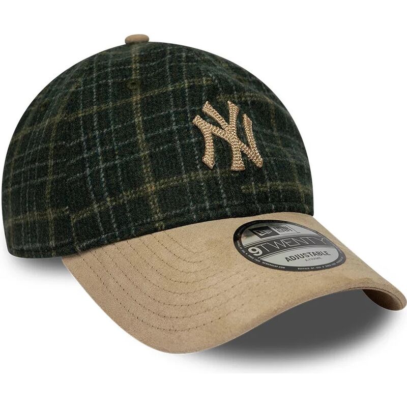 czapki-zakrzywiona-zielony-tasma-regulowana-9twenty-mix-check-new-york-yankees-mlb-new-era