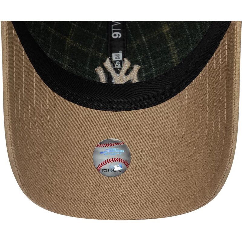 czapki-zakrzywiona-zielony-tasma-regulowana-9twenty-mix-check-new-york-yankees-mlb-new-era