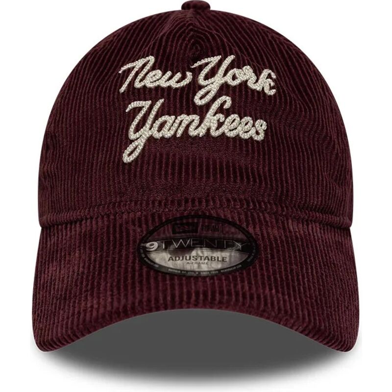 czapki-zakrzywiona-czerwony-tasma-regulowana-9twenty-a-frame-cord-script-new-york-yankees-mlb-new-era