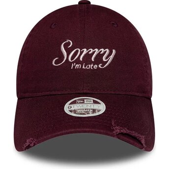 Czapki zakrzywiona czerwony taśma regulowana 9TWENTY Slogan Sorry I'm Late New Era