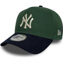 czapki-zakrzywiona-zielony-snapback-9forty-e-frame-suede-visor-new-york-yankees-mlb-new-era