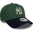 czapki-zakrzywiona-zielony-snapback-9forty-e-frame-suede-visor-new-york-yankees-mlb-new-era