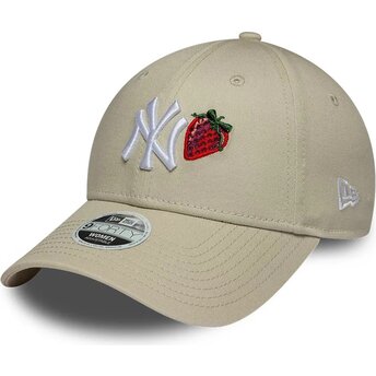 Czapki zakrzywiona beżowy taśma regulowana 9FORTY Fruit Icon Strawberry New York Yankees MLB New Era