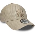 czapki-zakrzywiona-bezowy-tasma-regulowana-9forty-pu-weave-new-york-yankees-mlb-new-era