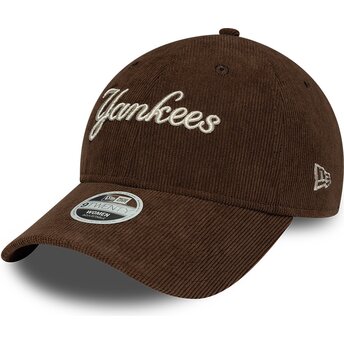 Czapki zakrzywiona brązowy taśma regulowana 9TWENTY Cord Script New York Yankees MLB New Era