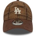 czapki-zakrzywiona-brazowy-tasma-regulowana-9twenty-mix-check-los-angeles-dodgers-mlb-new-era