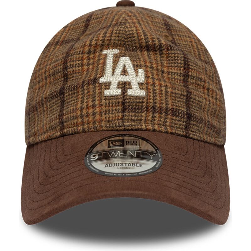 czapki-zakrzywiona-brazowy-tasma-regulowana-9twenty-mix-check-los-angeles-dodgers-mlb-new-era
