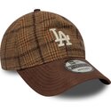 czapki-zakrzywiona-brazowy-tasma-regulowana-9twenty-mix-check-los-angeles-dodgers-mlb-new-era