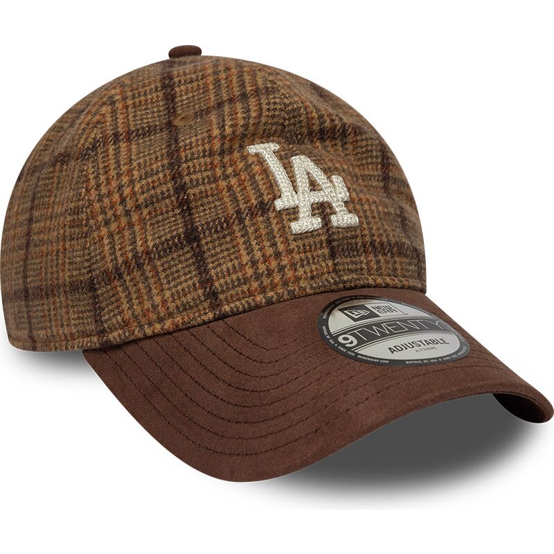 czapki-zakrzywiona-brazowy-tasma-regulowana-9twenty-mix-check-los-angeles-dodgers-mlb-new-era