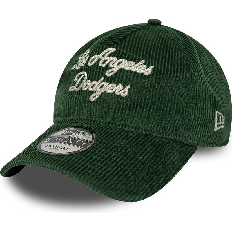 czapki-zakrzywiona-zielony-tasma-regulowana-9twenty-a-frame-cord-script-los-angeles-dodgers-mlb-new-era
