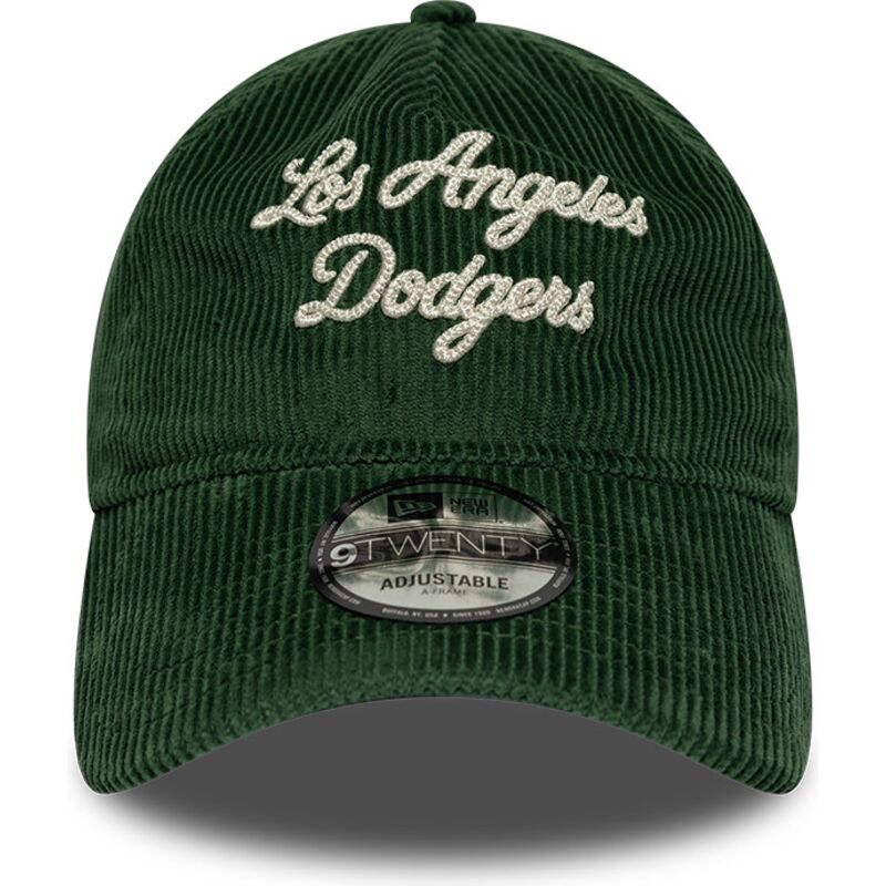 czapki-zakrzywiona-zielony-tasma-regulowana-9twenty-a-frame-cord-script-los-angeles-dodgers-mlb-new-era