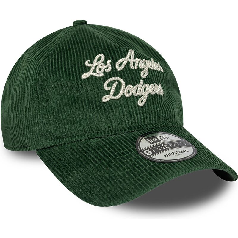czapki-zakrzywiona-zielony-tasma-regulowana-9twenty-a-frame-cord-script-los-angeles-dodgers-mlb-new-era