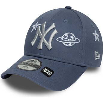 Czapki zakrzywiona niebieski taśma regulowana dla dziecka 9FORTY Space Glow In The Dark New York Yankees MLB New Era