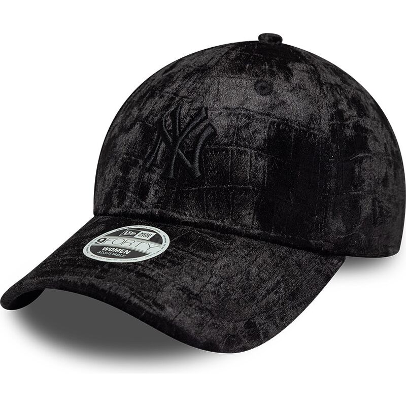 czapki-zakrzywiona-czarny-tasma-regulowana-9forty-pattern-velour-new-york-yankees-mlb-new-era