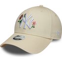 czapki-zakrzywiona-bezowy-snapback-9forty-rose-sequin-new-york-yankees-mlb-new-era