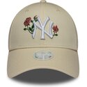czapki-zakrzywiona-bezowy-snapback-9forty-rose-sequin-new-york-yankees-mlb-new-era