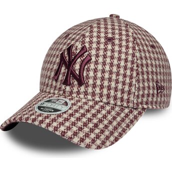 Czapki zakrzywiona czerwony taśma regulowana 9FORTY M-Crown Houndstooth New York Yankees MLB New Era