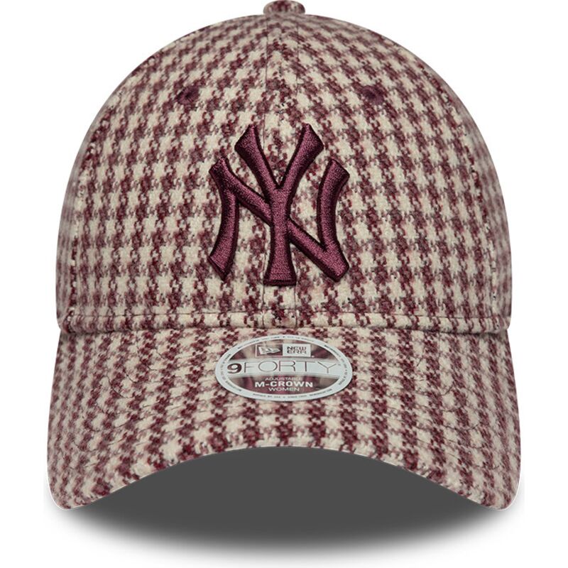 czapki-zakrzywiona-czerwony-tasma-regulowana-9forty-m-crown-houndstooth-new-york-yankees-mlb-new-era
