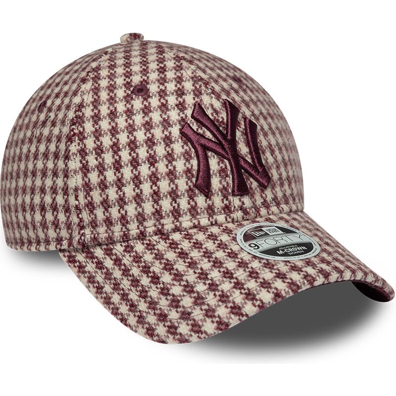 czapki-zakrzywiona-czerwony-tasma-regulowana-9forty-m-crown-houndstooth-new-york-yankees-mlb-new-era