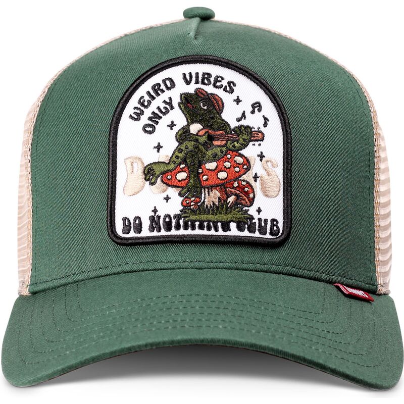 czapki-zakrzywiona-zielony-snapback-hft-do-nothing-club-weird-vibes-frog-djinns