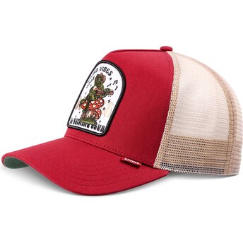 Czapki zakrzywiona czerwony snapback HFT Do Nothing Club Weird Vibes Frog Djinns