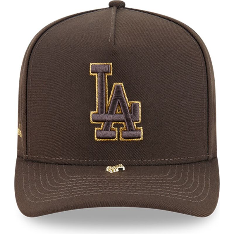 czapki-zakrzywiona-brazowy-snapback-9fifty-a-frame-precurved-visor-pin-los-angeles-dodgers-mlb-new-era