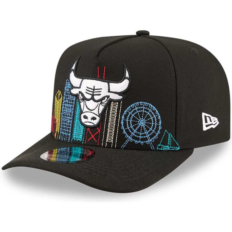 czapki-zakrzywiona-czarny-snapback-9fifty-a-frame-precurved-skyline-chicago-bulls-nba-new-era
