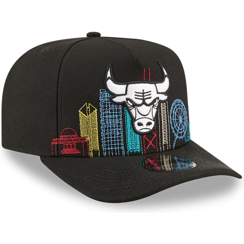 czapki-zakrzywiona-czarny-snapback-9fifty-a-frame-precurved-skyline-chicago-bulls-nba-new-era