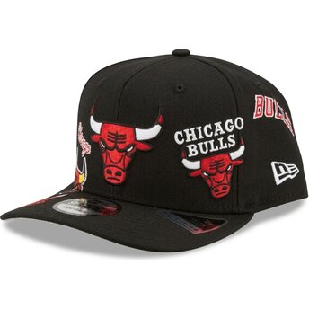 Czapki zakrzywiona czarny snapback 9FIFTY A Frame Precurved Multi Patch Chicago Bulls NBA New Era