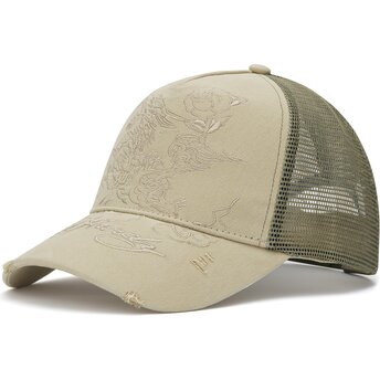 Czapki zakrzywiona khaki snapback Outline Ed Hardy
