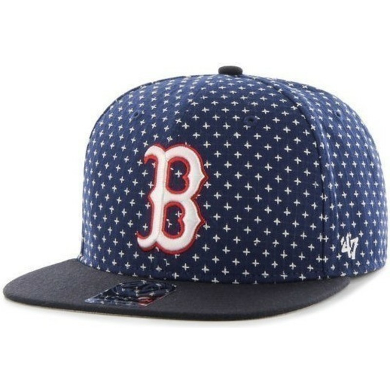 plaska-czapka-ciemnoniebieska-snapback-z-wydrukowany-mlb-boston-red-sox-47-brand