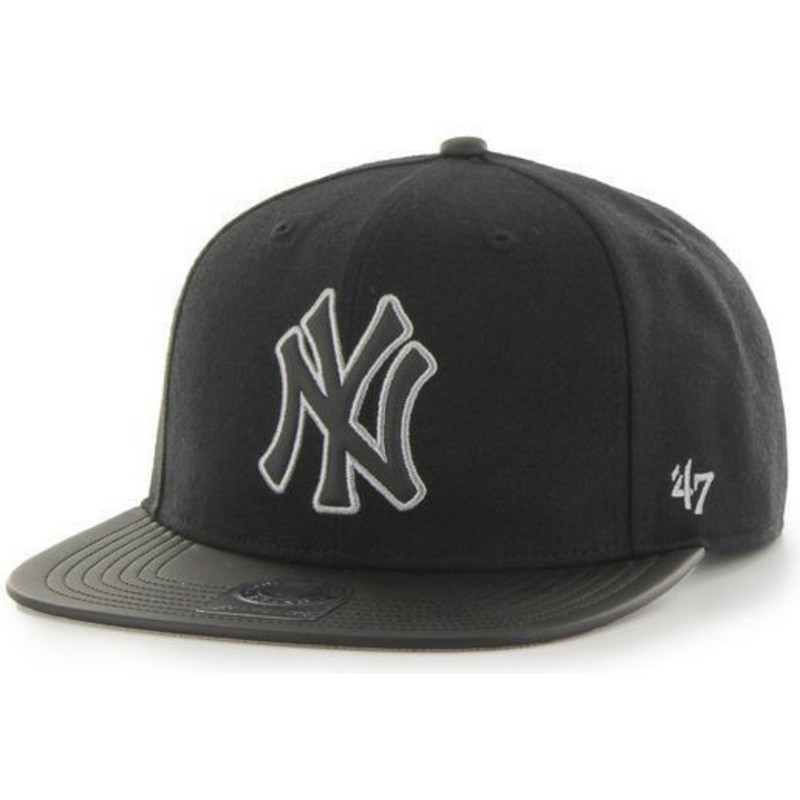 plaska-czapka-czarna-z-bialy-m-logo-i-czarna-snapback-gladki-mlb-new-york-yankees-47-brand
