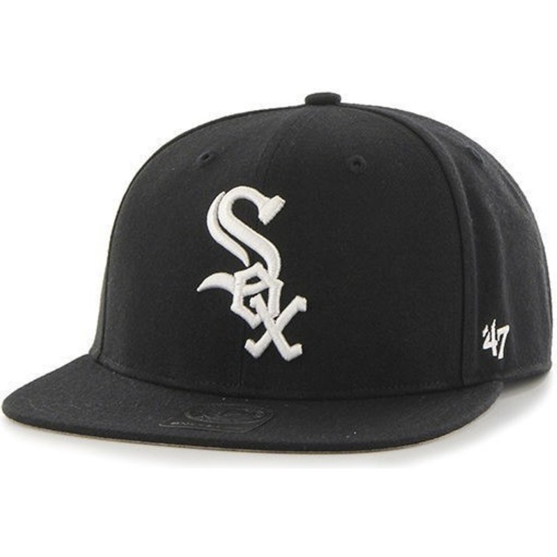 plaska-czapka-czarna-snapback-gladki-mlb-chicago-white-sox-47-brand